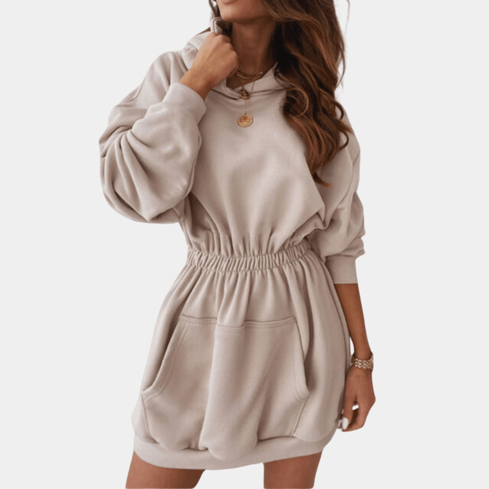 Hoodie Jurk met Capuchon en Zakken - Dresses - Jurkjes.co