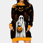 Hoodie-jurk met Halloween-print - Women Winter Dress - Jurkjes.co