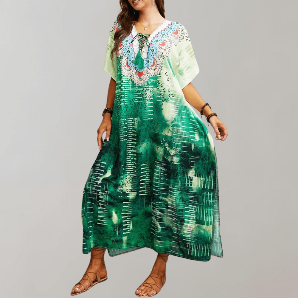 Kaftan Jurk met Geometrisch Patroon - Women Summer Dress - Jurkjes.co
