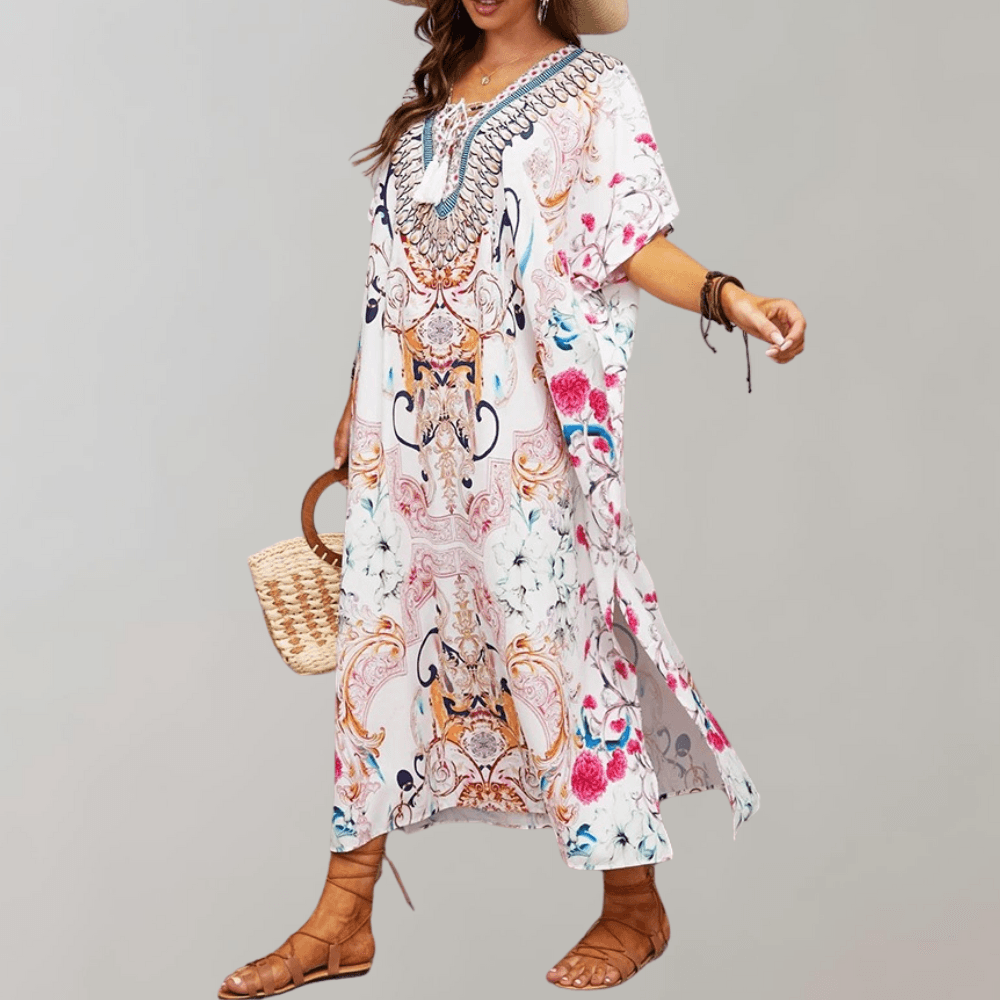 Kaftan Jurk met Geometrisch Patroon - Women Summer Dress - Jurkjes.co
