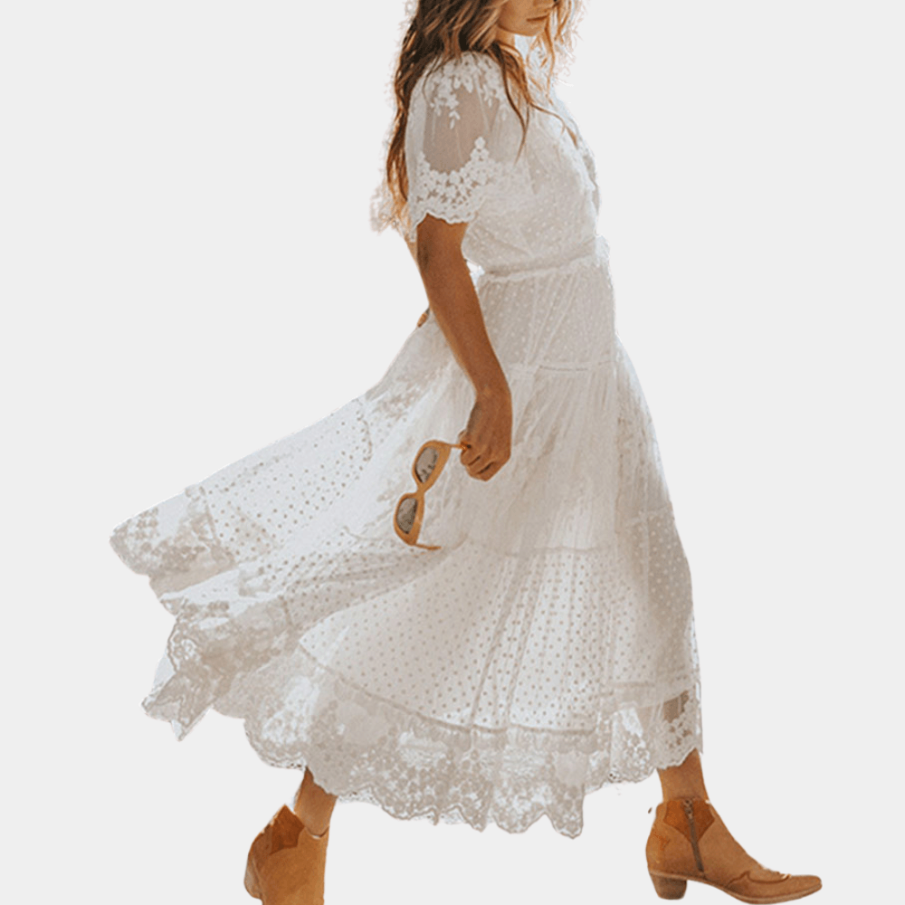 Kanten Jurk met Delicaat Kantwerk - CB - Dresses - Jurkjes.co