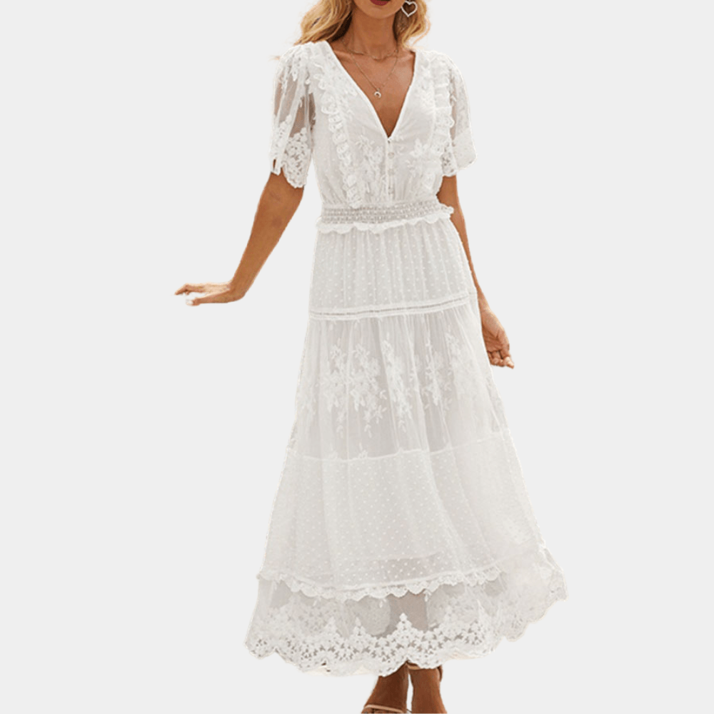 Kanten Jurk met Delicaat Kantwerk - CB - Dresses - Jurkjes.co