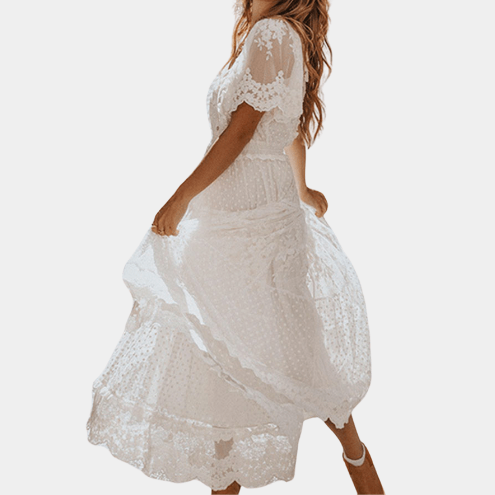 Kanten Jurk met Delicaat Kantwerk - CB - Dresses - Jurkjes.co