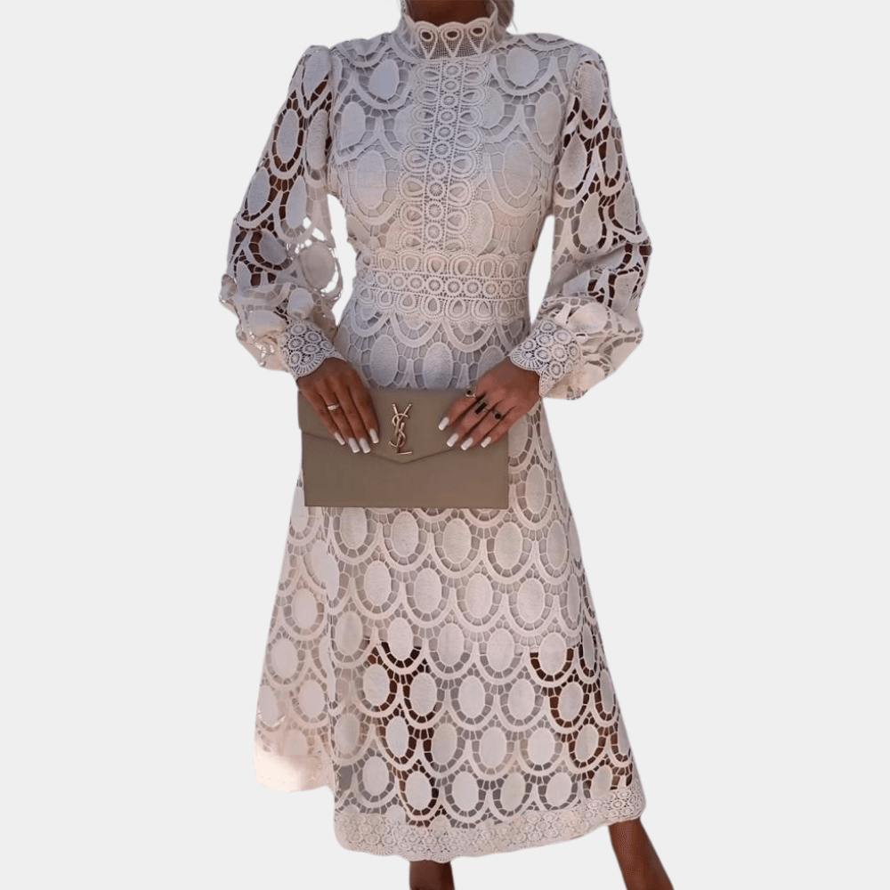 Kanten Jurk met Geometrisch Ontwerp - CB - Dresses - Jurkjes.co