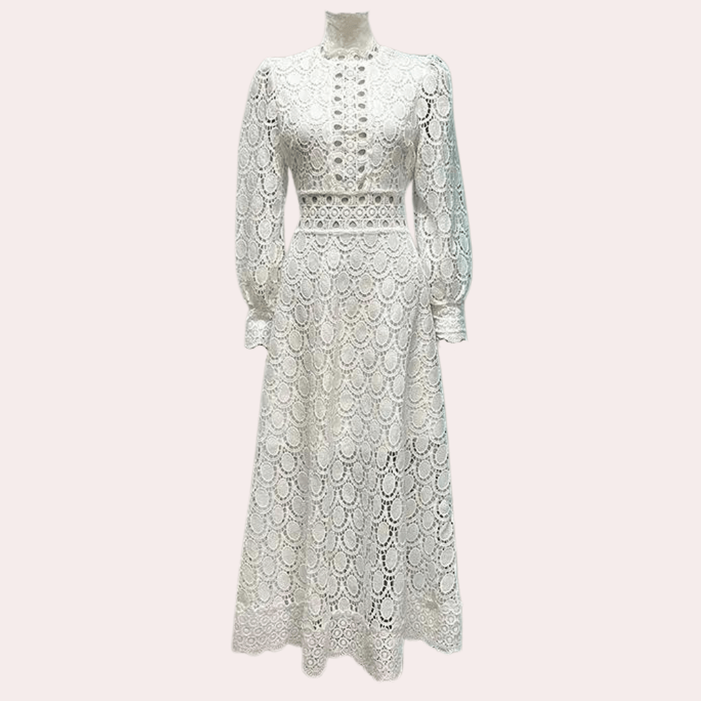 Kanten Jurk met Geometrisch Ontwerp - CB - Dresses - Jurkjes.co