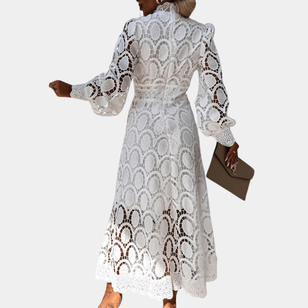 Kanten Jurk met Geometrisch Ontwerp - CB - Dresses - Jurkjes.co