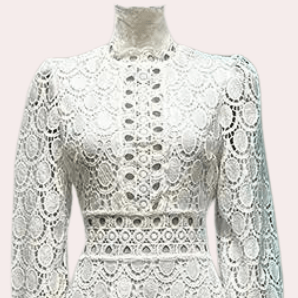Kanten Jurk met Geometrisch Ontwerp - CB - Dresses - Jurkjes.co