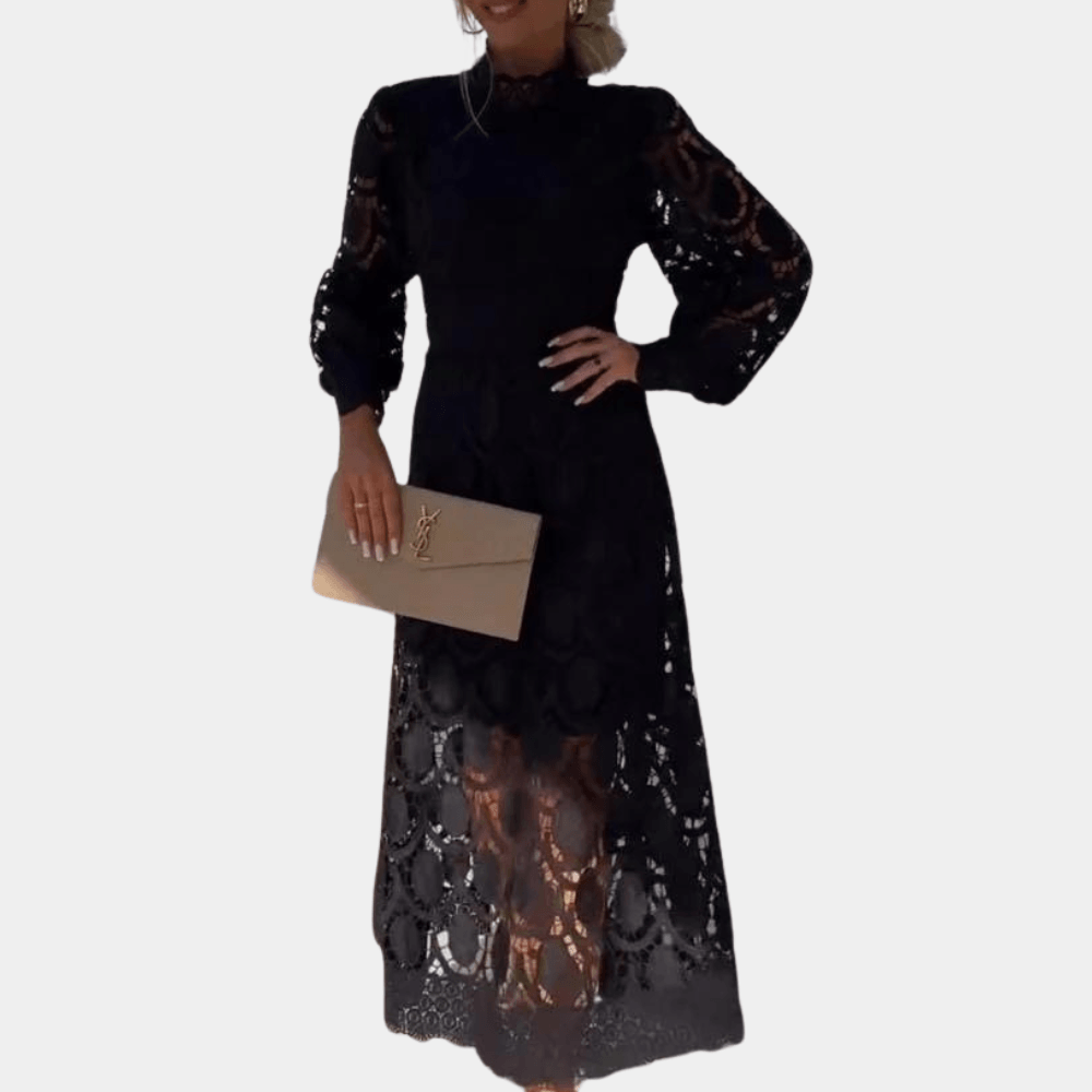Kanten Jurk met Geometrisch Ontwerp - CB - Dresses - Jurkjes.co