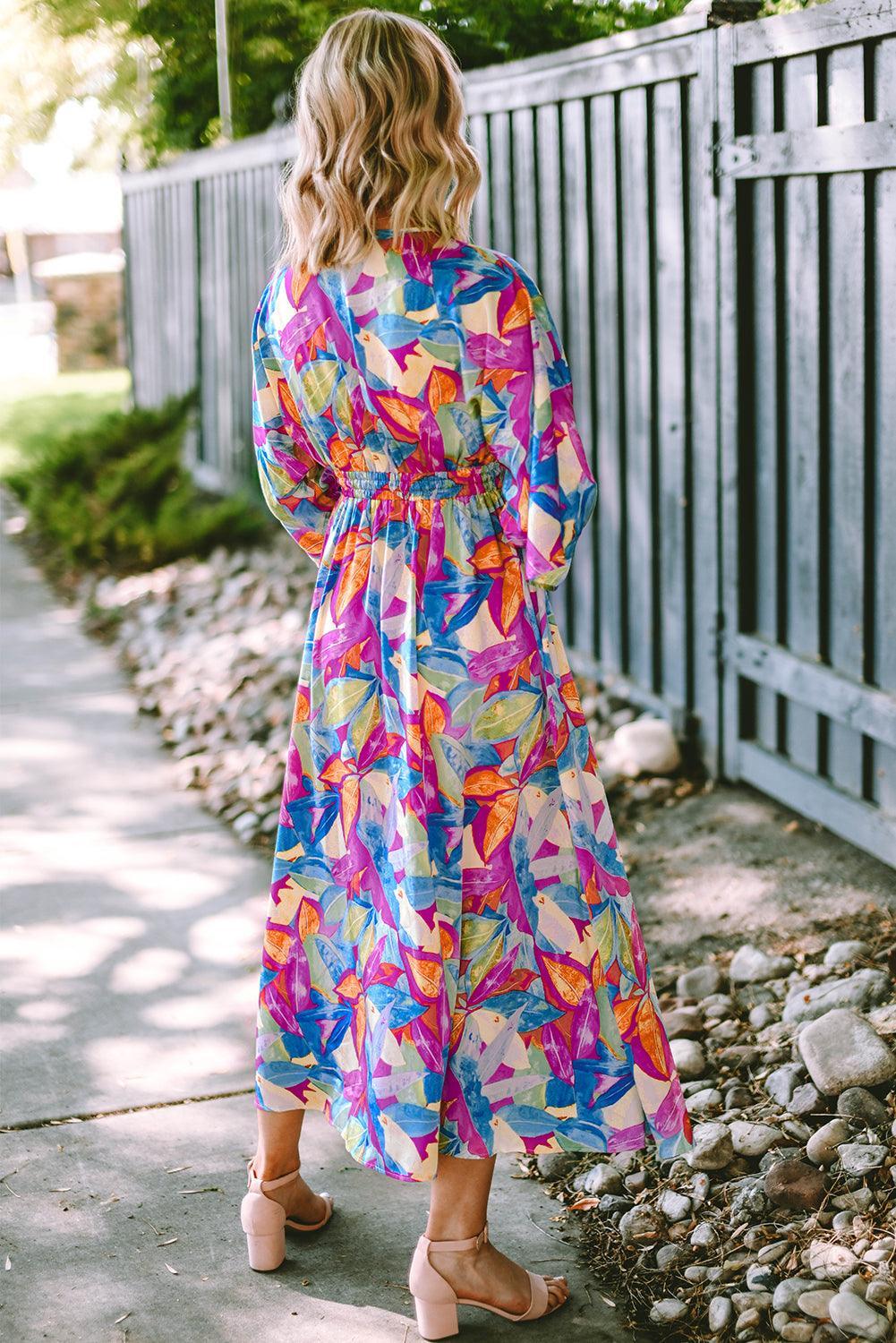 Kleurrijke Maxi-Jurk met Hoge Taille - Maxi Dresses - Jurkjes.co