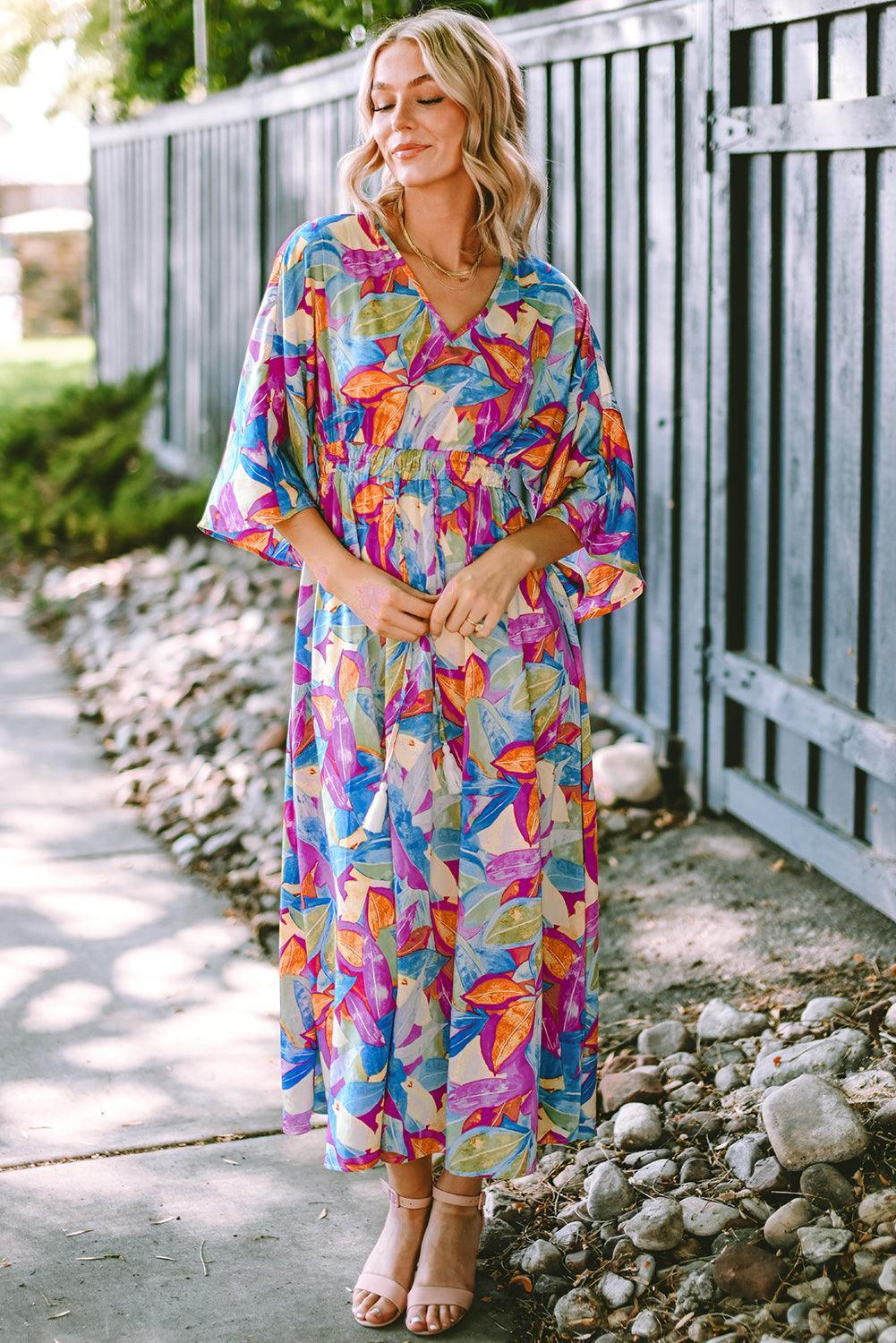 Kleurrijke Maxi-Jurk met Hoge Taille - Maxi Dresses - Jurkjes.co