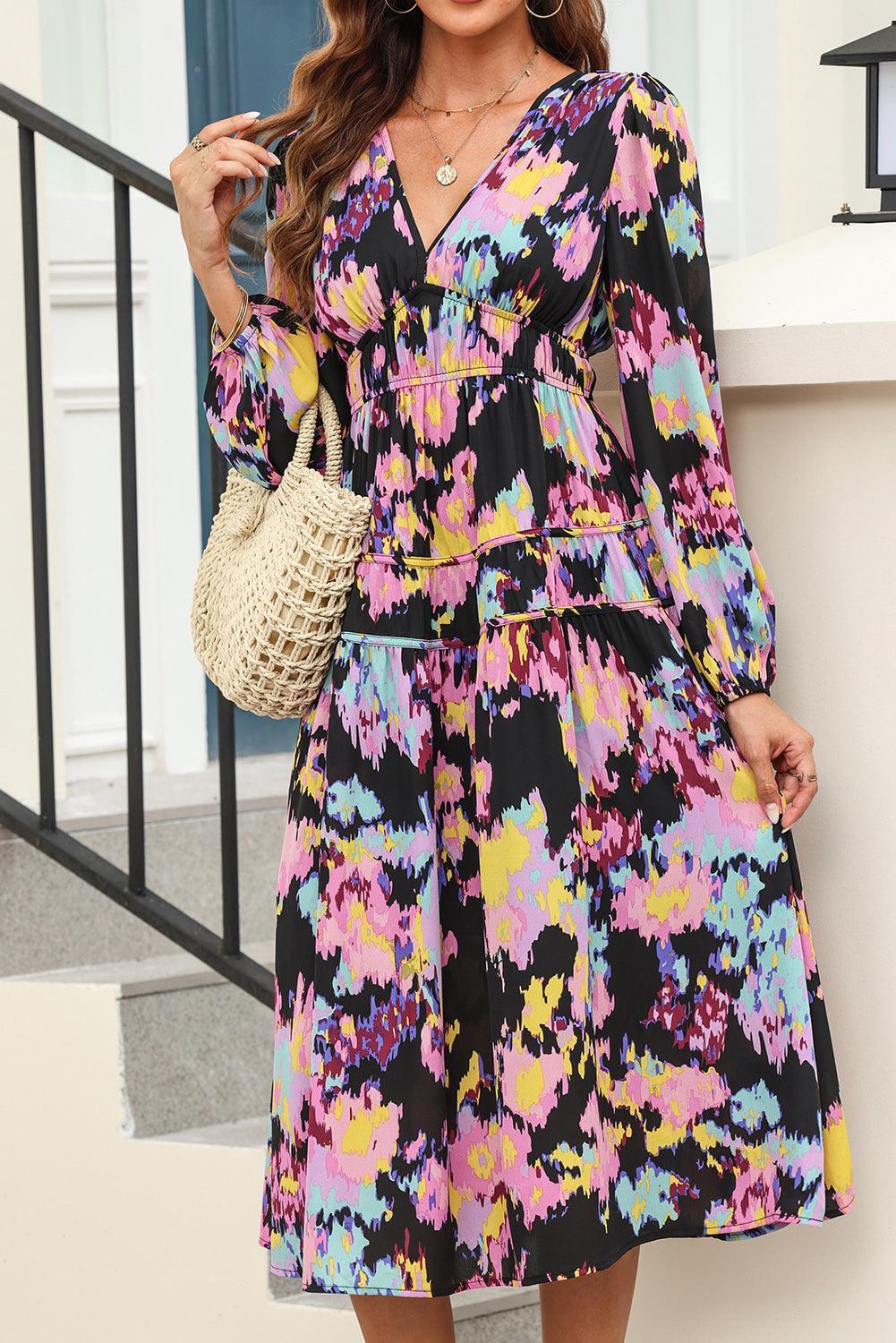 Kleurrijke Maxi-Jurk met Lange Mouw - Maxi Dresses - Jurkjes.co