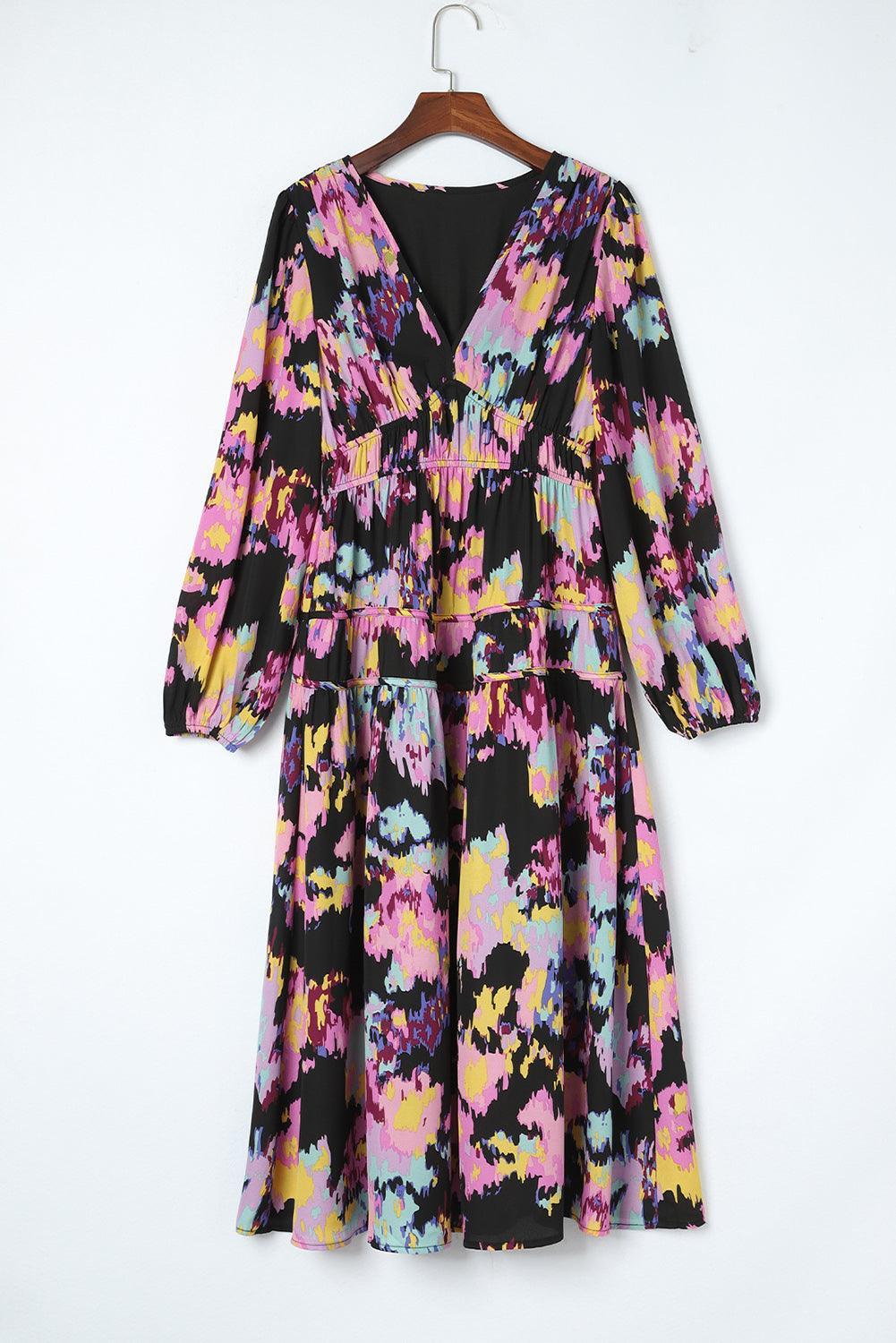 Kleurrijke Maxi-Jurk met Lange Mouw - Maxi Dresses - Jurkjes.co