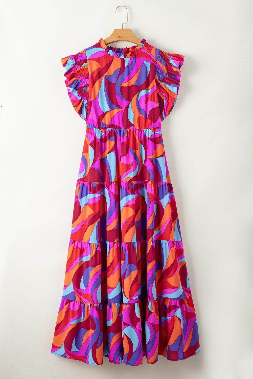 Kleurrijke Maxi-Jurk met Ruches - Maxi Dresses - Jurkjes.co