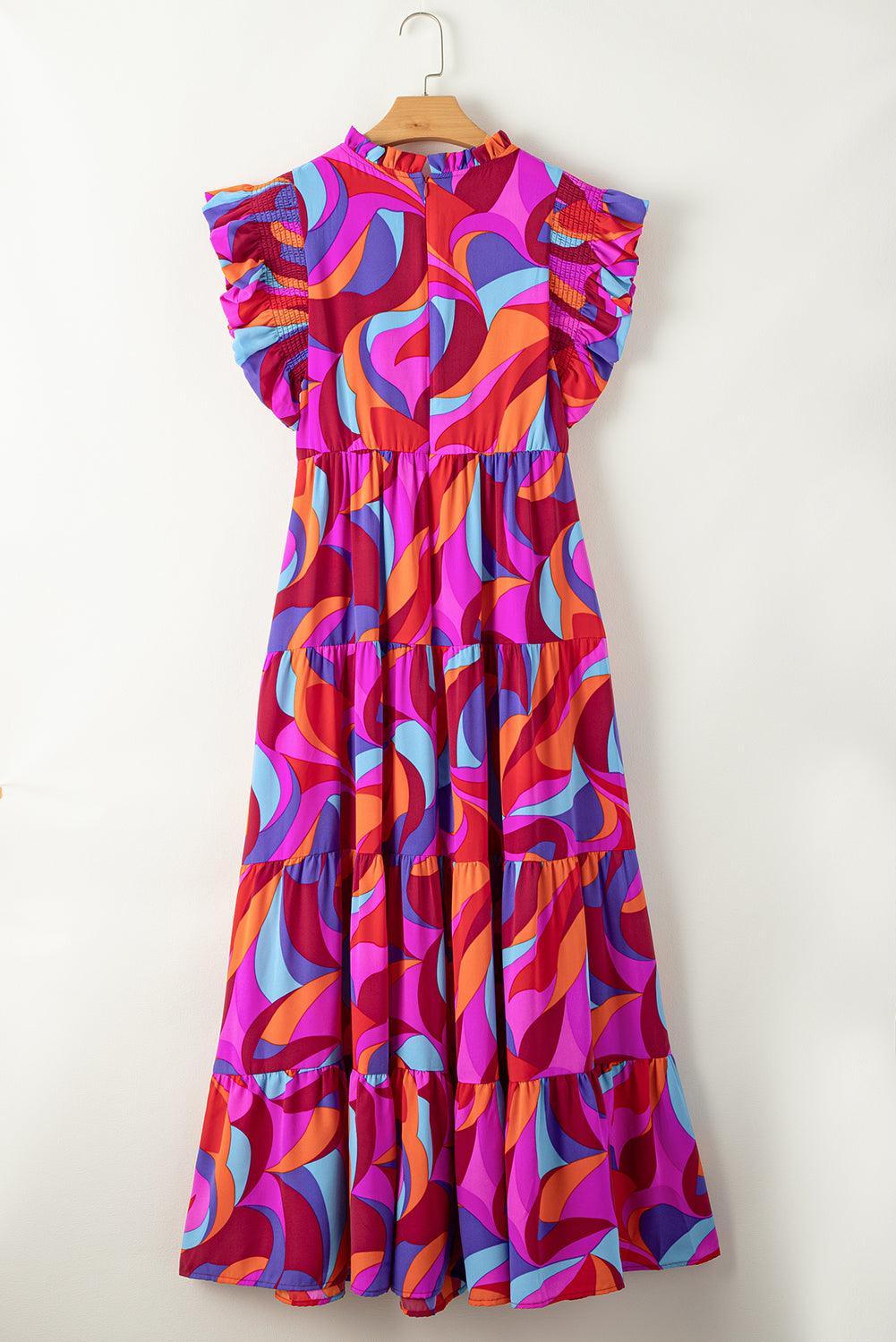 Kleurrijke Maxi-Jurk met Ruches - Maxi Dresses - Jurkjes.co
