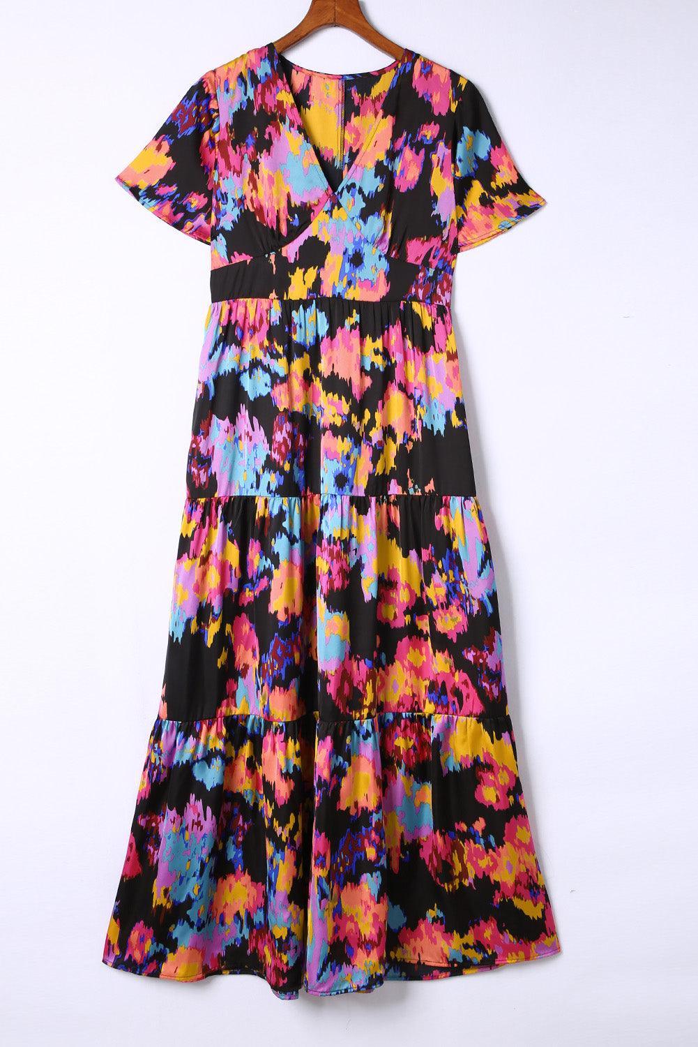 Kleurrijke Maxi Jurk met Volant - Floral Dresses - Jurkjes.co