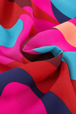 Kleurrijke Mini-Jurk met Riem en Pofmouwen - Mini Dresses - Jurkjes.co