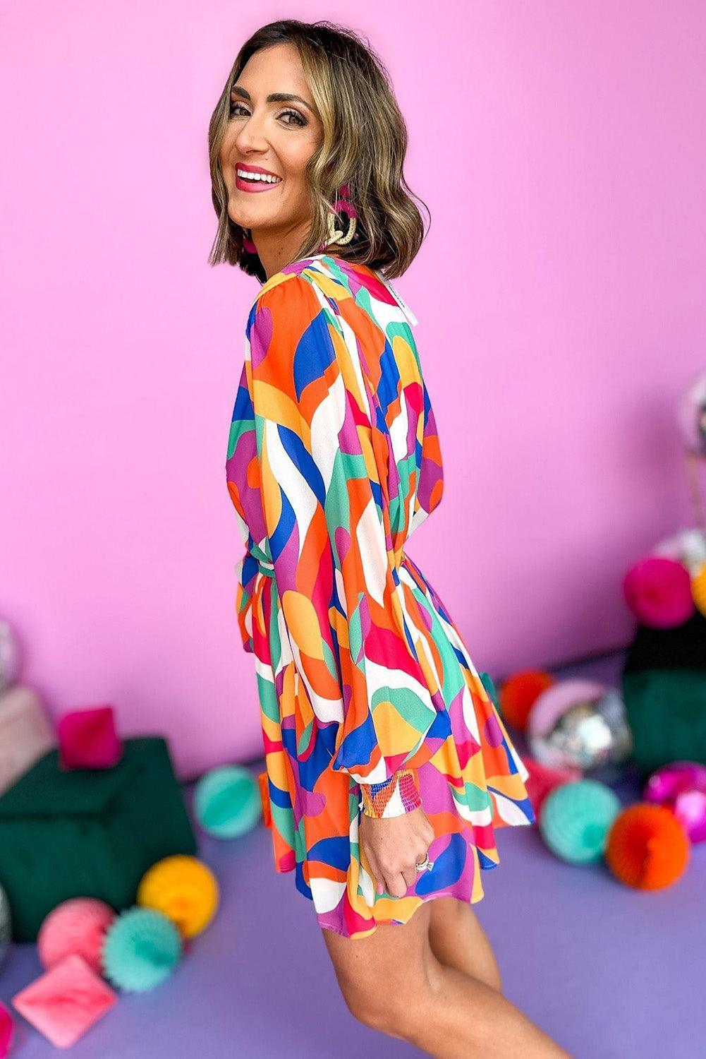 Kleurrijke Mini Jurk met Riem - Mini Dresses - Jurkjes.co