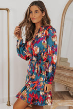 Kleurrijke Mini-Jurk met Ruches - Mini Dresses - Jurkjes.co