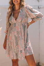 Kleurrijke Ruche Mini-Jurk - Mini Dresses - Jurkjes.co