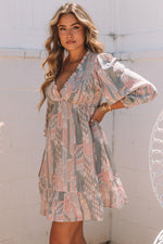 Kleurrijke Ruche Mini-Jurk - Mini Dresses - Jurkjes.co