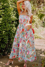 Kleurrijke Smocked Lange Zomerjurk - Maxi Dresses - Jurkjes.co