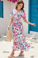 Kleurrijke Wikkeljurk met Ceintuur - Maxi Dresses - Jurkjes.co