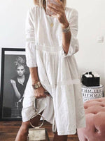 Knie-lange Jurk met V-hals en Kantdetails - Mini Dresses - Jurkjes.co