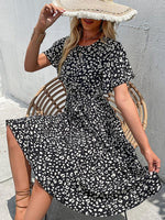 Knie-lange Jurk met V-hals en Leopardprint - Group6 - Jurkjes.co