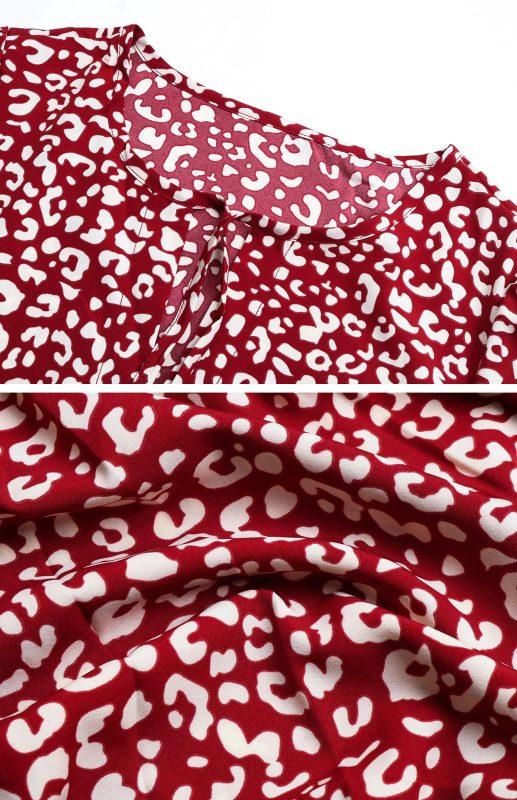 Knie-lange Jurk met V-hals en Luipaardprint - Midi Dresses - Jurkjes.co