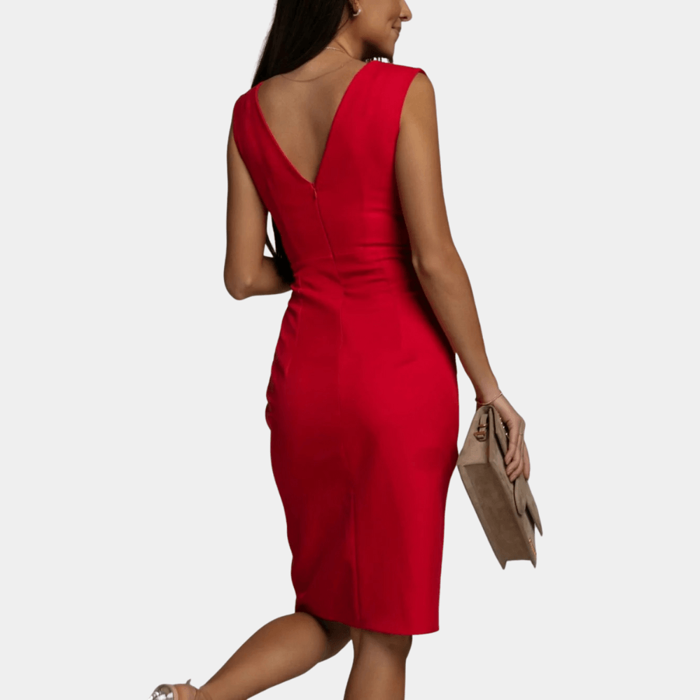 Kokerjurk met Gedrapeerde Stof - CB - Dresses - Jurkjes.co