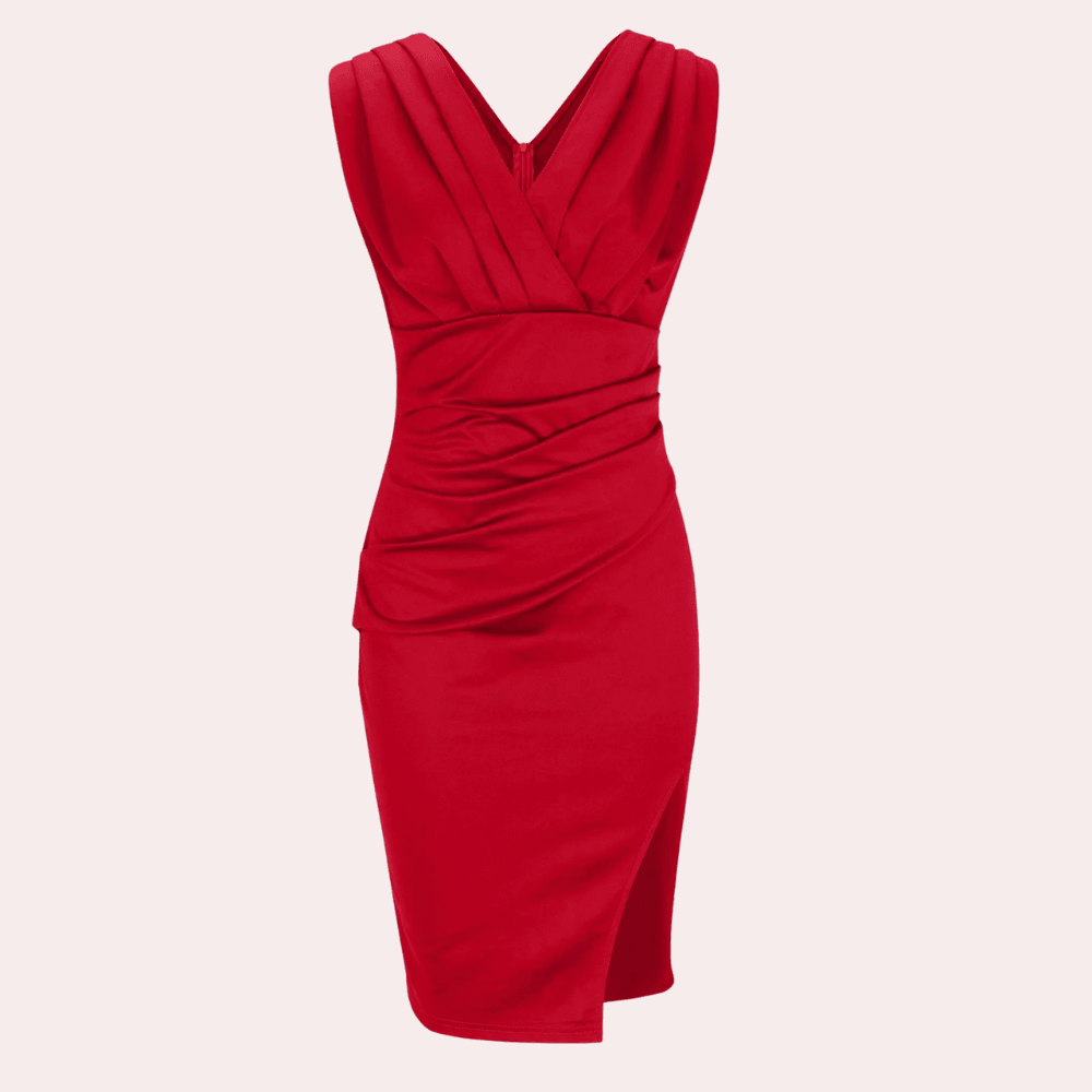 Kokerjurk met Gedrapeerde Stof - CB - Dresses - Jurkjes.co