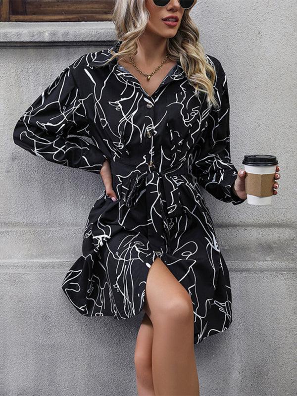 Korte Jurk met Abstract Patroon - Maxi Dresses - Jurkjes.co
