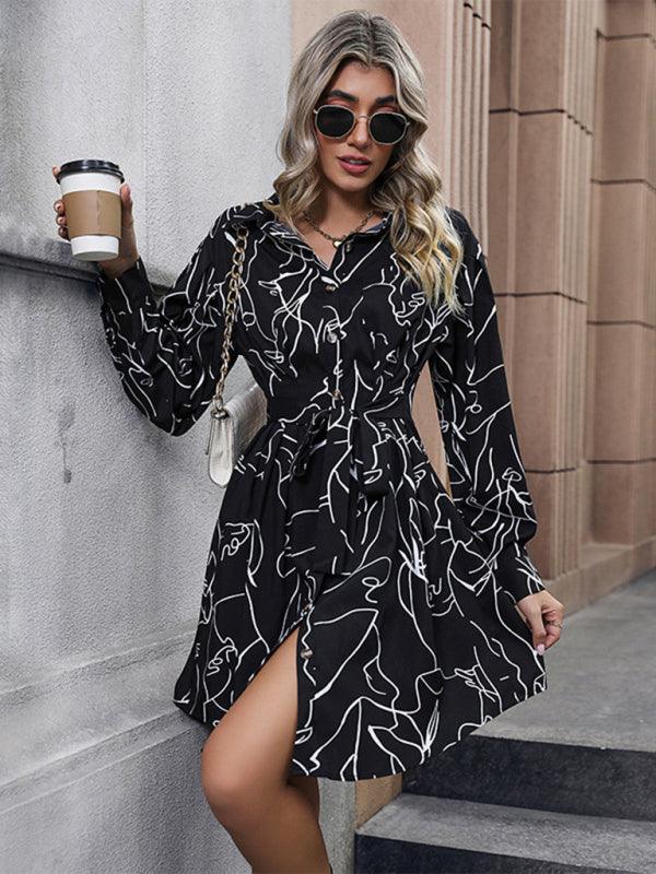 Korte Jurk met Abstract Patroon - Maxi Dresses - Jurkjes.co