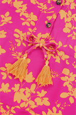 Korte Jurk met Bloemenprint en Drawstring - Floral Dresses - Jurkjes.co