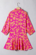 Korte Jurk met Bloemenprint en Drawstring - Floral Dresses - Jurkjes.co