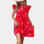 Korte Jurk met Bloemenprint en Ruches - Women Summer Dress - Jurkjes.co