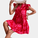 Korte Jurk met Bloemenprint en Ruches - Women Summer Dress - Jurkjes.co