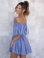 Korte Jurk met Off-Shoulder en Pofmouwen - Mini Dresses - Jurkjes.co