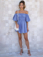 Korte Jurk met Off-Shoulder en Pofmouwen - Mini Dresses - Jurkjes.co