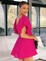 Korte Jurk met Off-Shoulder en Pofmouwen - Mini Dresses - Jurkjes.co