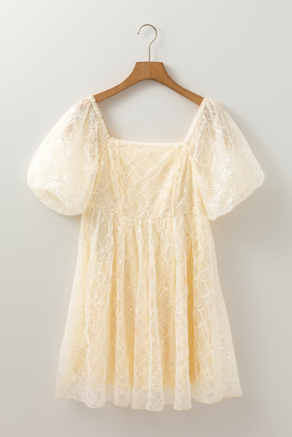 Korte Jurk met Pailletten en Kant - Mini Dresses - Jurkjes.co