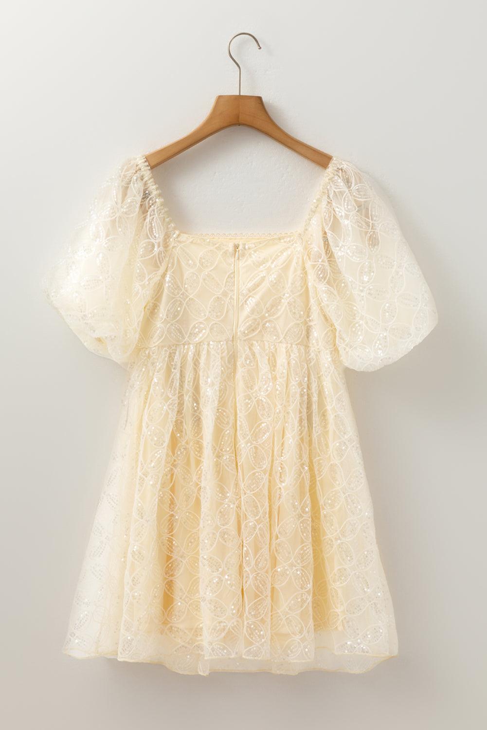 Korte Jurk met Pailletten en Kant - Mini Dresses - Jurkjes.co