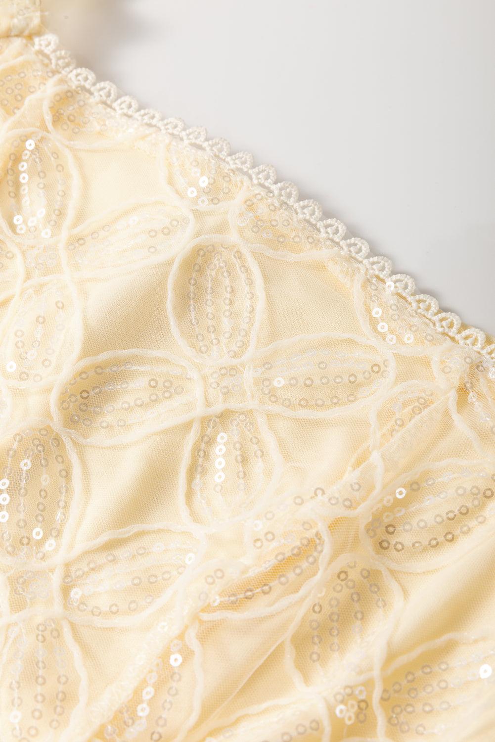 Korte Jurk met Pailletten en Kant - Mini Dresses - Jurkjes.co