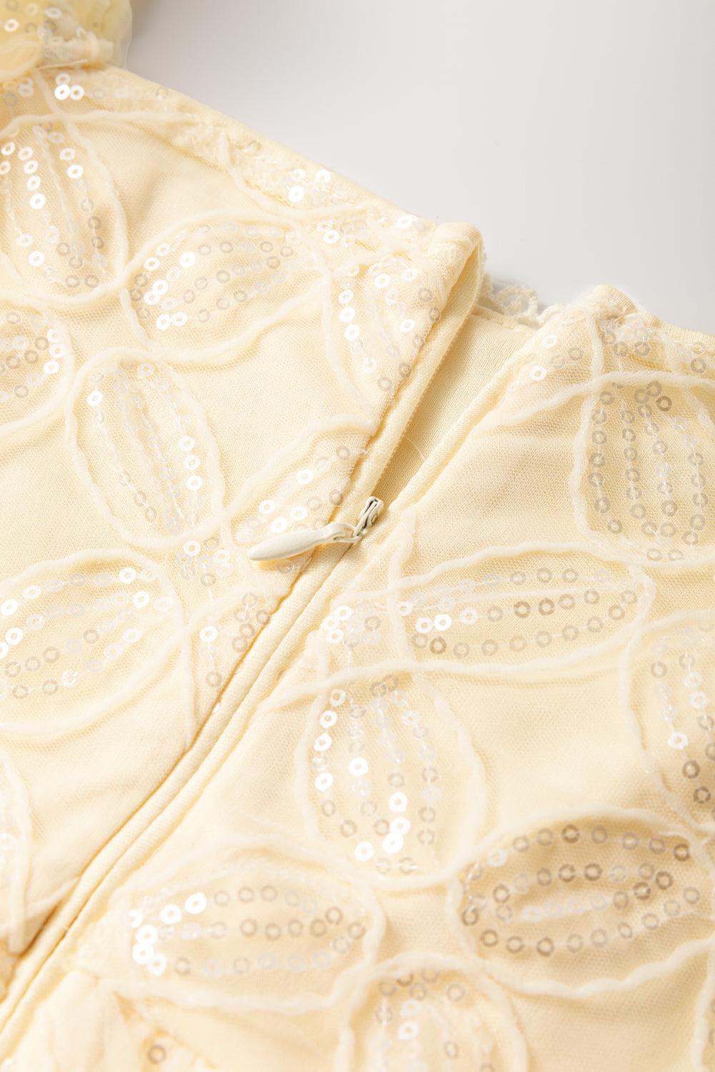 Korte Jurk met Pailletten en Kant - Mini Dresses - Jurkjes.co