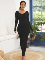 Lange Bodycon Jurk met Scoop Hals - Maxi Dresses - Jurkjes.co