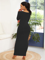 Lange Bodycon Jurk met Scoop Hals - Maxi Dresses - Jurkjes.co