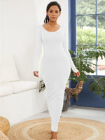 Lange Bodycon Jurk met Scoop Hals - Maxi Dresses - Jurkjes.co