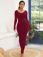 Lange Bodycon Jurk met Scoop Hals - Maxi Dresses - Jurkjes.co