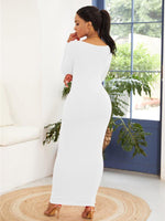 Lange Bodycon Jurk met Scoop Hals - Maxi Dresses - Jurkjes.co