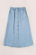 Lange Denim Rok met Knopen - Skirts & Petticoat - Jurkjes.co